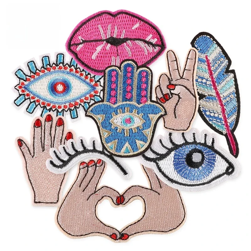 9pcs Lot Eyes Hand With Iron On Patches Anime Diy For Clothing Small Embroidered Thermal Pack Mochila Jackets Sew Fabric Parches — zdjęcie 2