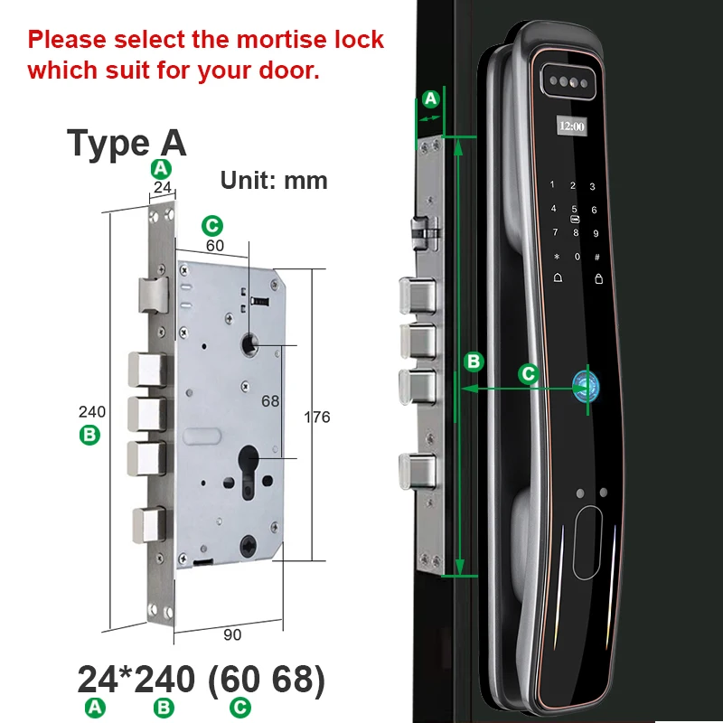 RAYKUBE DF8 3D Face Recognition Tuya ZigBee Biometric Smart Door Lock Security Face&Camera Fingerprint Lock With IC Card Spyhole