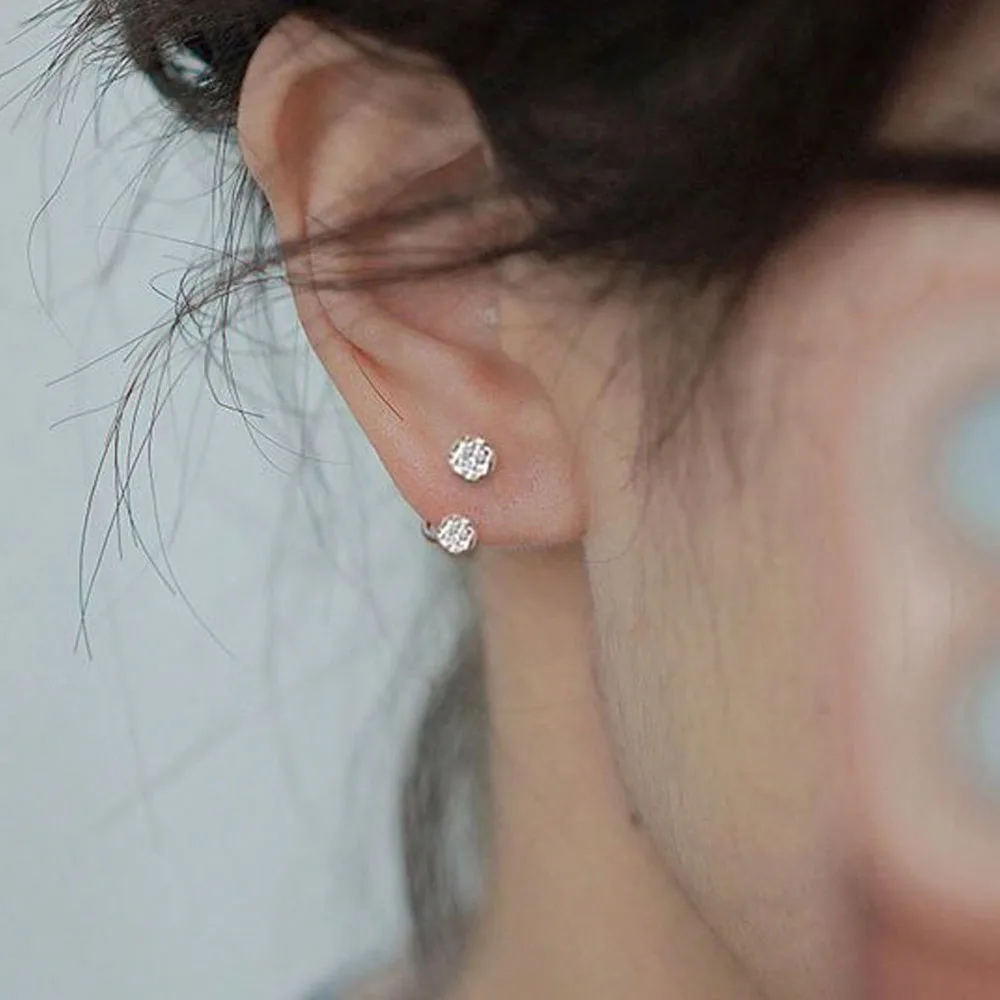 3Pcs Sparkling Soft Ceramic Horseshoe Ball Stackable Hoop Earrings