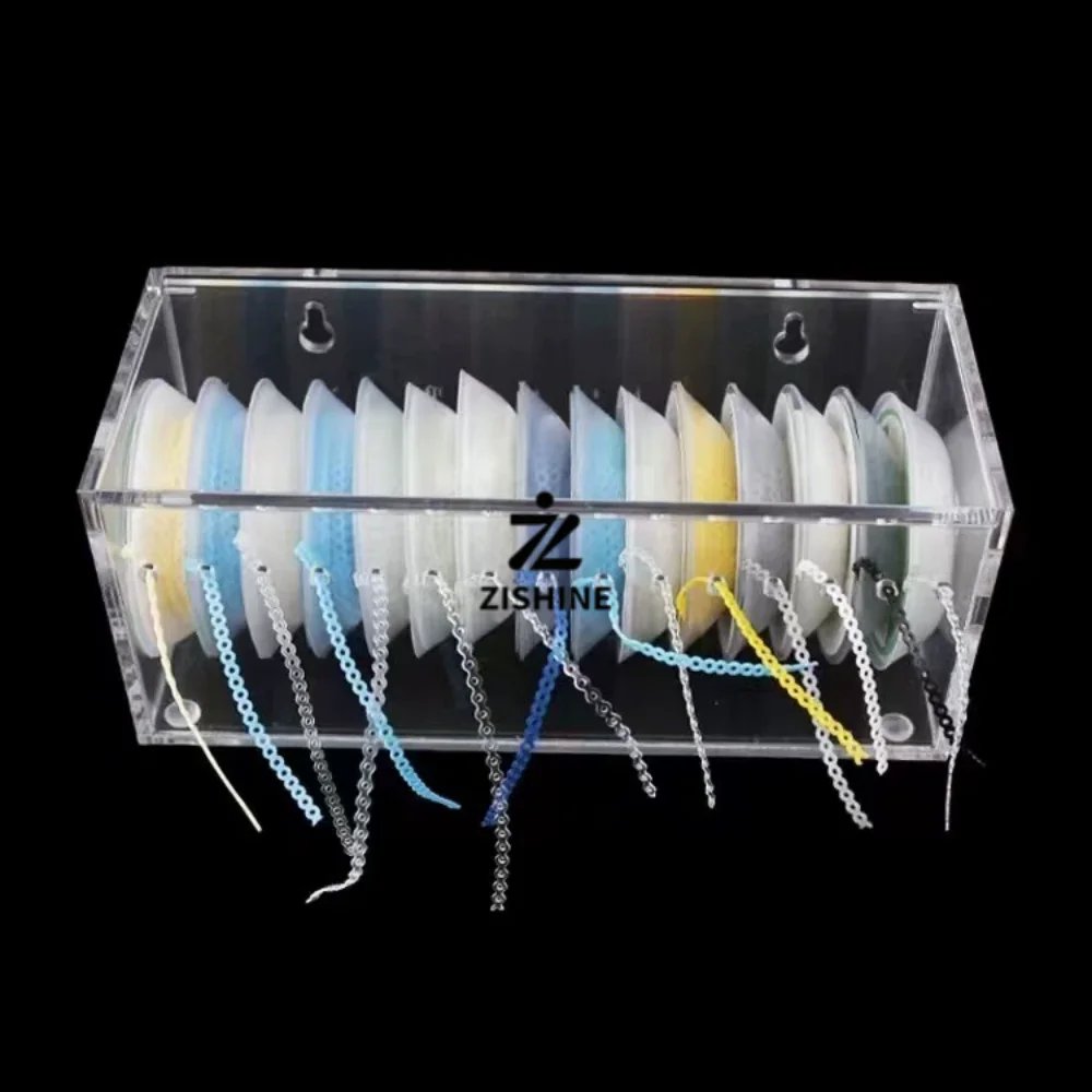 15 Holes Dental Orthodontic Power Chain Acrylic Storage Box Clear Elastic Ligature Ties Dispenser Case With Dust Cover Wall Hook