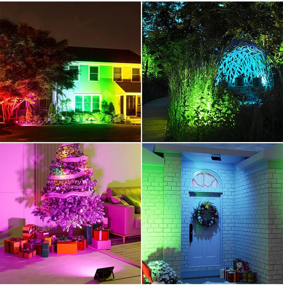 Pack of 2 RGB LED spotlights, Outdoor Color-Changing Adjustable Projector A8069671f94764428b7a1e2f617ac6acct