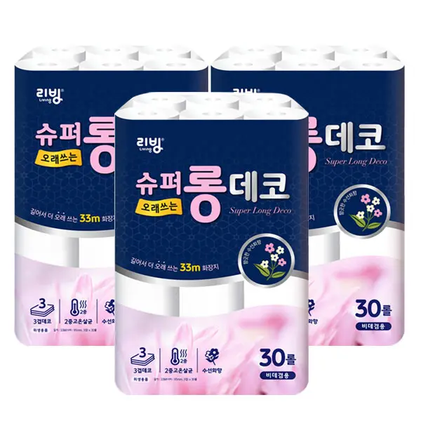 [SamJung Pulp] Living Doparcis Super Long ~ 3 Plies of toilet paper 33M 30 Roll X3 Pack