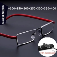 TR90 Reading Glasses with Case for Men HD Anti Blue Ray Ultra Light Eyeglasses with Case Fashion Reading Glasses for The Elderly