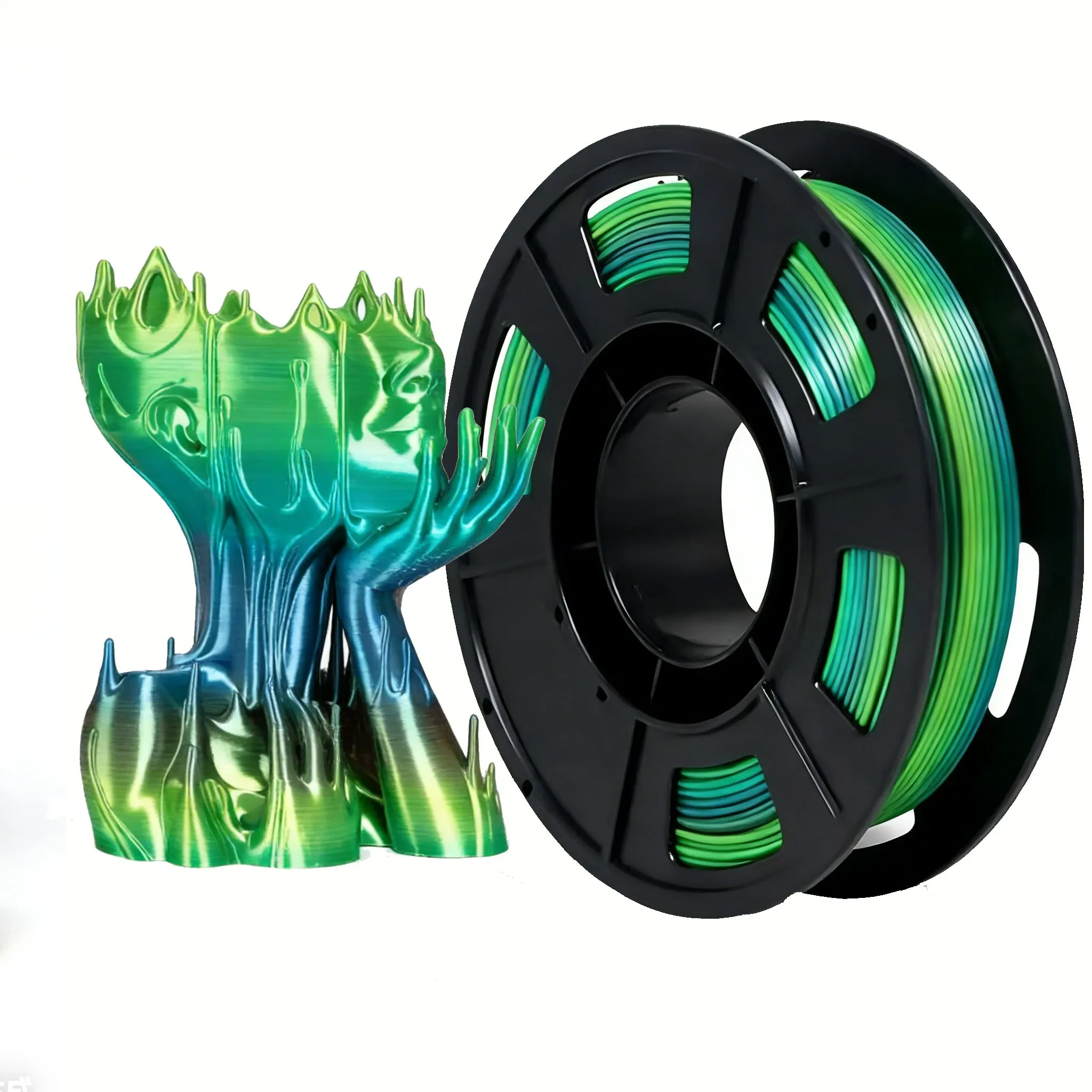 

Silk Shiny Rainbow Multi-Color 3D Printer Filament Bundle PLA 4-in-1Color Change Enhanced Print Quality,silk Rainbow forest,250g