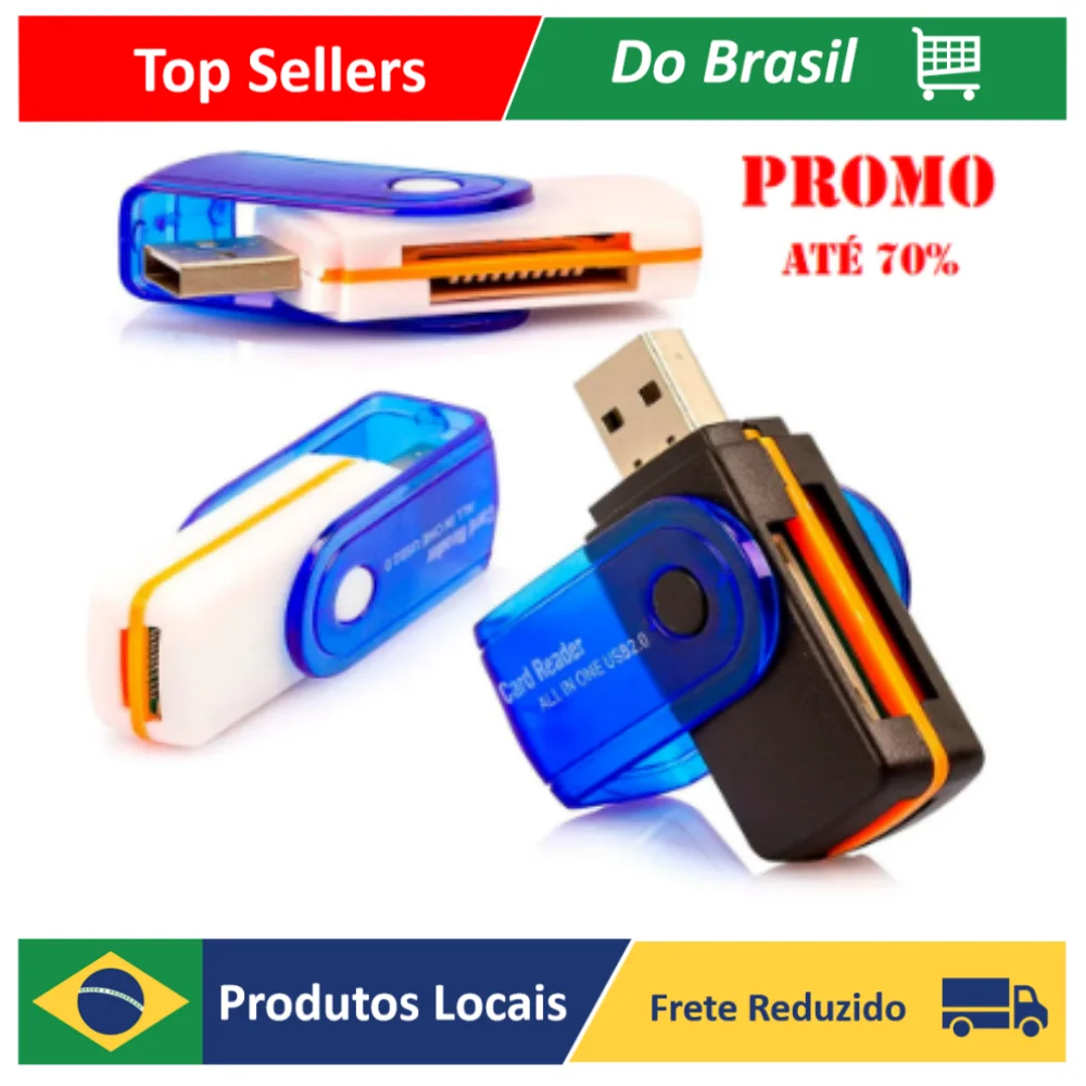 EC-036632  / KIT 5 PCS  Leitor Gravador Cartão Memória,SEM MEMORIO  Pro Duo,sd, M2, Micro Sd,COR DE ENVIO SORTIDO