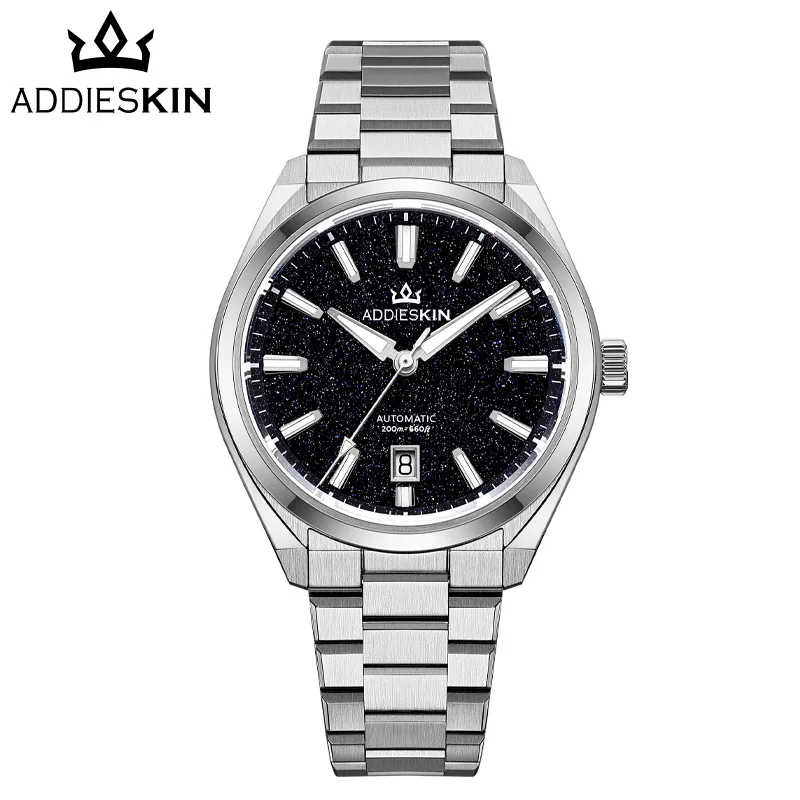 ADDIESKIN K010 Men's Automatic Watch Blue Sandstone Dial Natural Stone Sapphire Crystal Miyota 9015 BGW9 Luminous 200 Waterproof