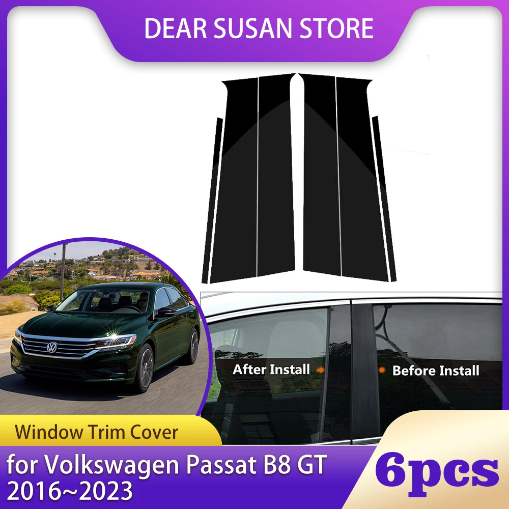 

6 шт., автомобильная накладка на окно для Volkswagen VW Passat B8 GT GTE 2014 ~ 2023 2015 2016 2017 2018 2019 2020 2021 2022 B C, колонна, столбы, дверные наклейки, Стикеры, аксессуары