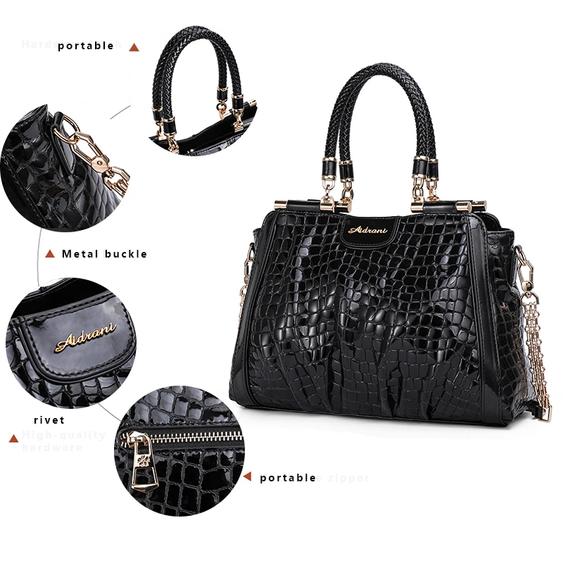 Crocodile pattern handbag for women 2023 new fashionable and high-end leather handbag for women with large capacity