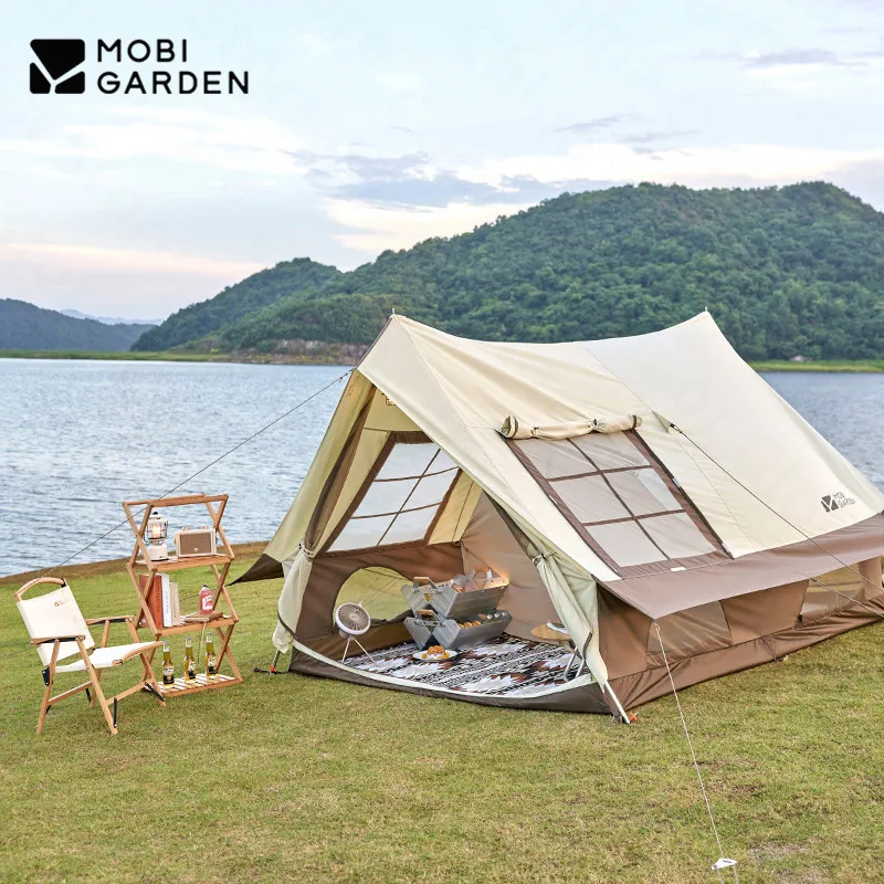 

MOBI GARDEN Era 190 Luxury Camping Tent 5.7㎡Large Space Cotton Ridge Tent 3-4 Person Breathable Hut Outdoor Family Picnic Travel