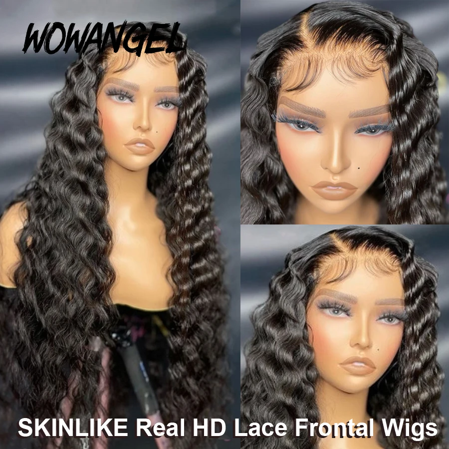 

Wow Angel HD Lace Front Wigs 34 inch 250% Deep Wave 13x6 Invisible Lace Frontal Human Hair Wig Pre Plucked Melt Skins For Woman