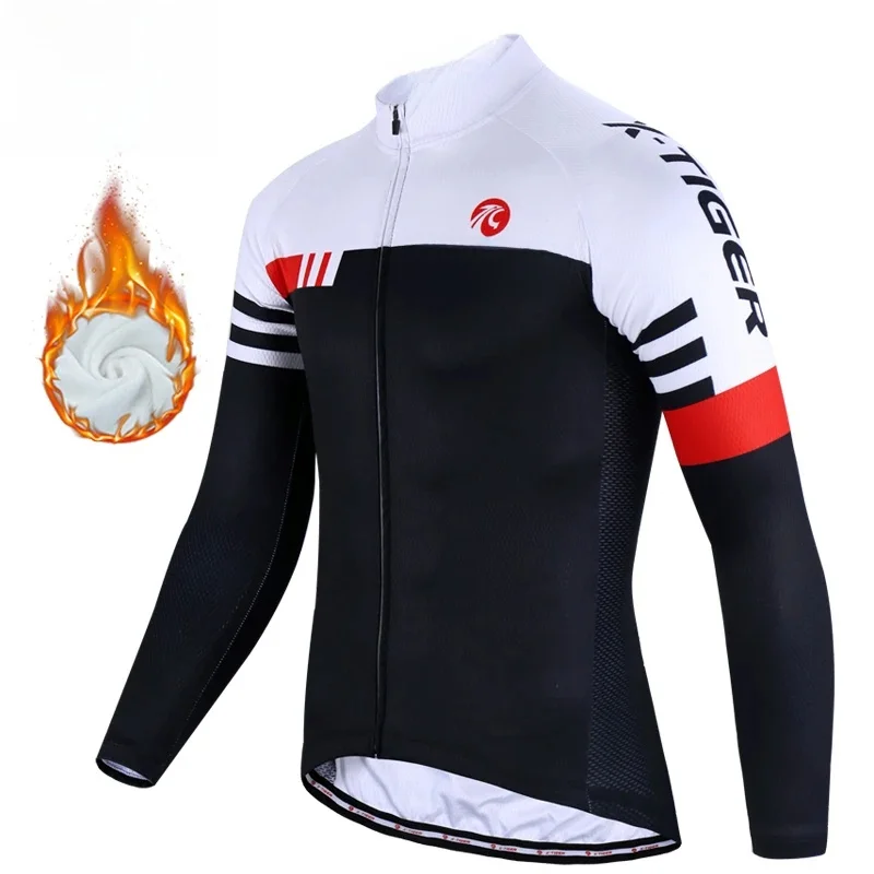 AliExpress X-TIGER Winter Bike Jersey Men's Long Sleeve Thermal FleeceCycling Jersey with Pockets Road Bicycle Shirt