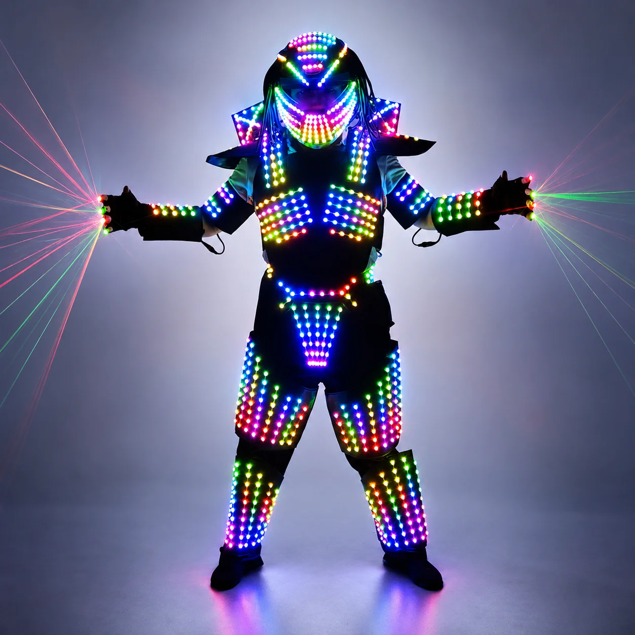 Full Color LED Robot Suit Laser Predator Costume Stage Dancer Iron Soldier Wearing Cosplay Suit for Nightclub