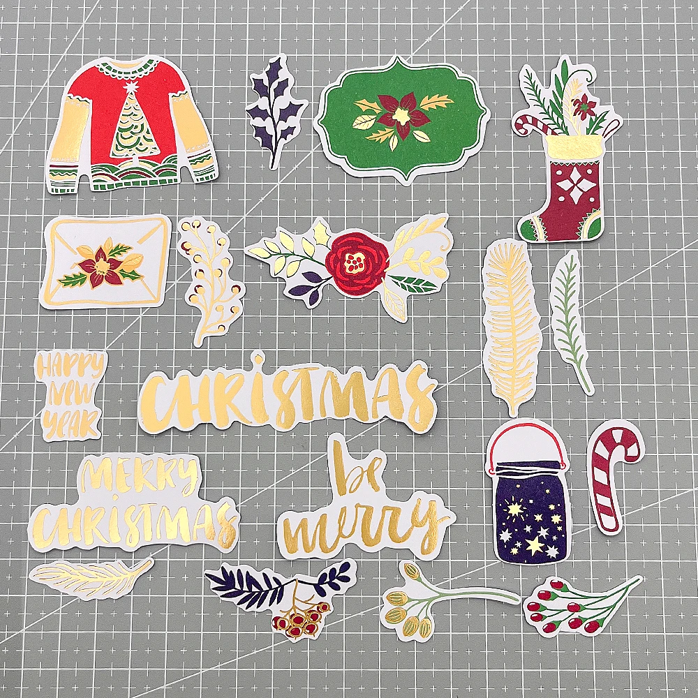 Creative Path Goldfolien-Weihnachts-Journaling-Stanzformen, Weihnachtsbaum-Scrapbooking-Stanzformen, Ephemera-Verzierungen für Bastelarbeiten – Detail 3
