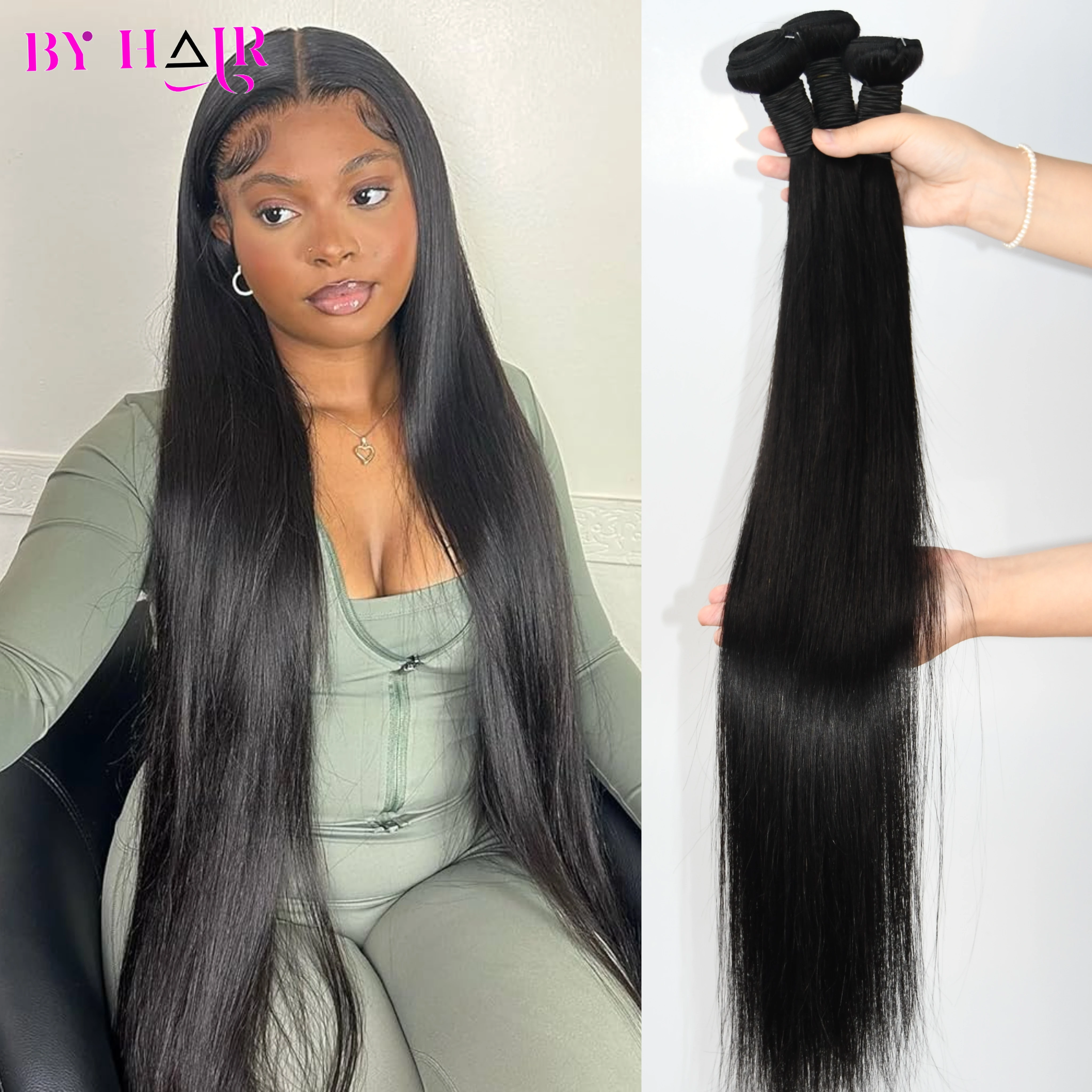 

40-дюймовые 12A прямые пучки человеческих волос, 100% пучки человеческих волос, наращивание волос Remy для женщин, бразильские пучки необработанных волос