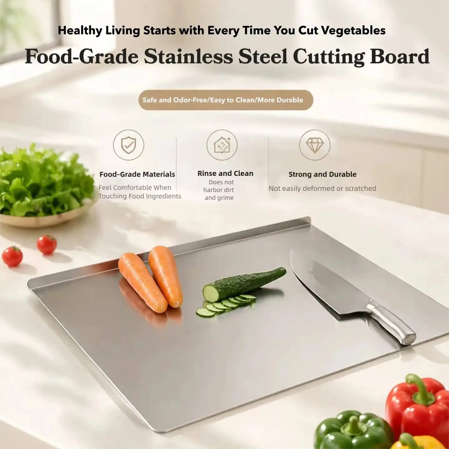 Stainless Steel Cutting Board Panel Kitchen Household Rolling Board Kneading Baking Board Cutting Board For Home Kitchen