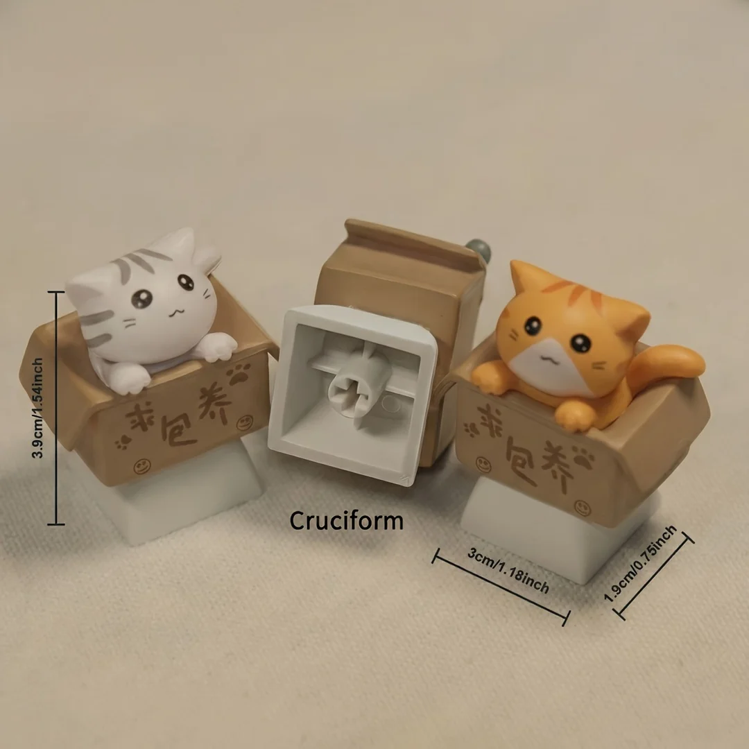 Cute Cat Keycap for Mechanical Keyboard, OEM R4 Profile, Novelty 3D Animal Keycap for MX Switches, Kawaii Desk Accessories, Funn 썸네일 3