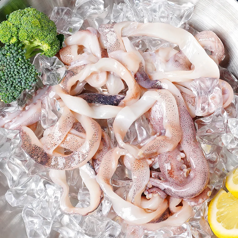 [Pre-Cleaned!] Ready-to-Eat, Flash-Frozen Ultra-Fresh Squid Rings + Tentacles + Heads (200g x 5 Packs)