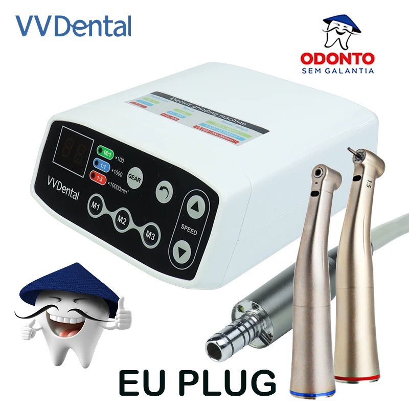 

Odonto sem Galantia Dental Electric Motor with 1:1and1:5 Light Contra Angle Motor Sanding Machine Dental Handpiece EU PLUG 1set