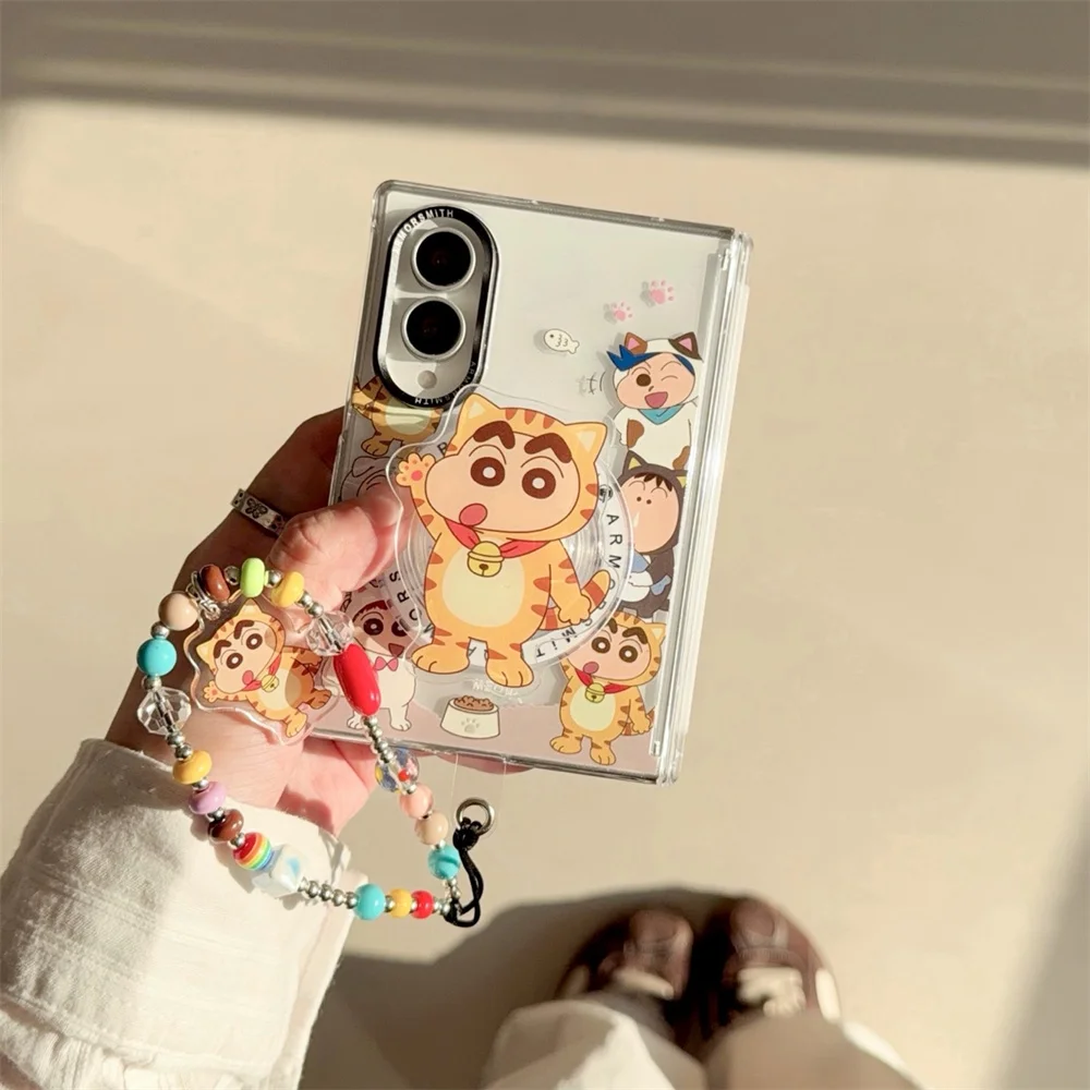 Funny Cartoon Animal Magnetic Phone Case for Samsung Galaxy Z Fold 8 7 fold 8 Fold 8 Ultra Cover With Magsafe Stand Chain Cases