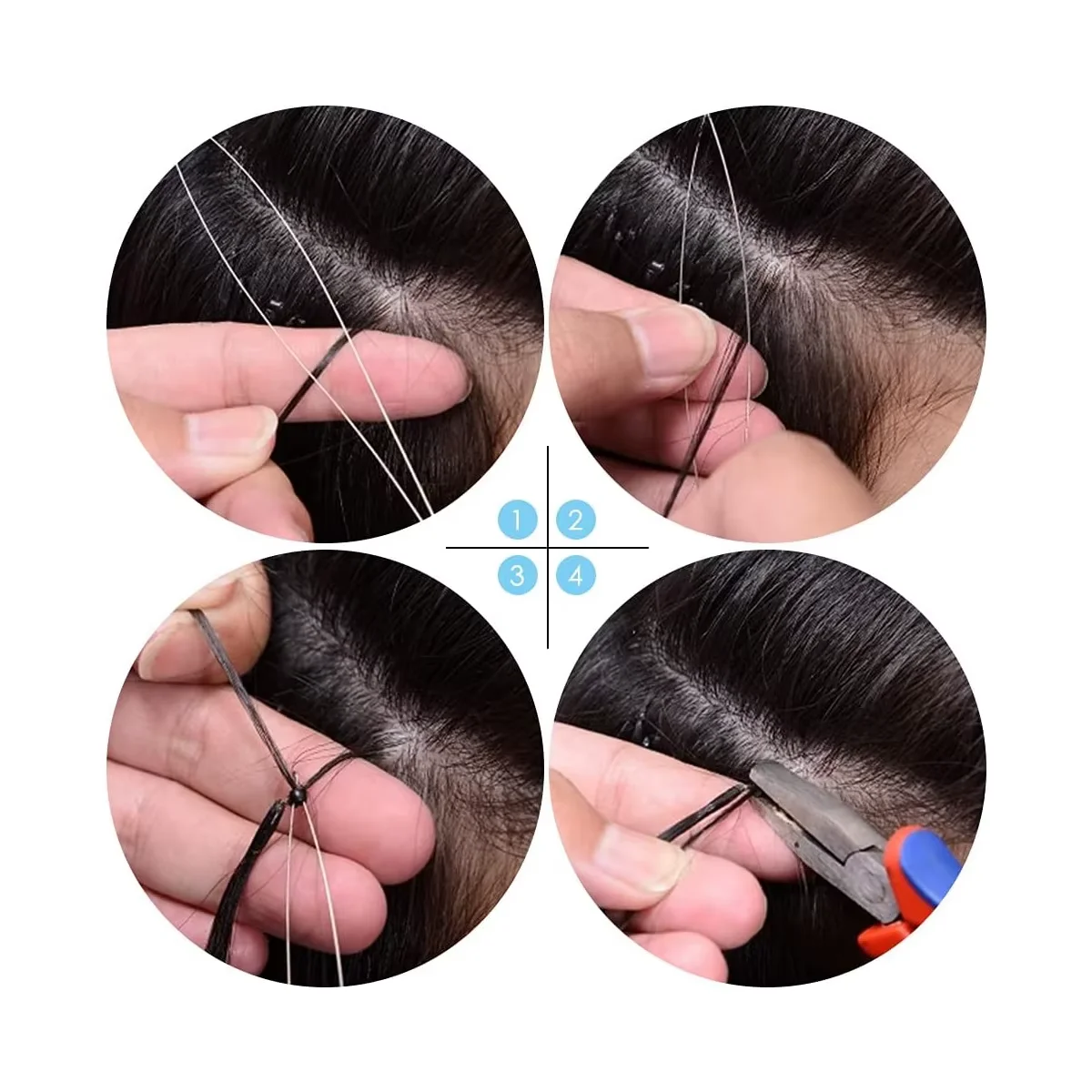 Outil de boucle d'extension de cheveux, outil de perles de cheveux, enfile-aiguille pour Extensions de coiffure, fournitures de bricolage (couleur), 12 pièces