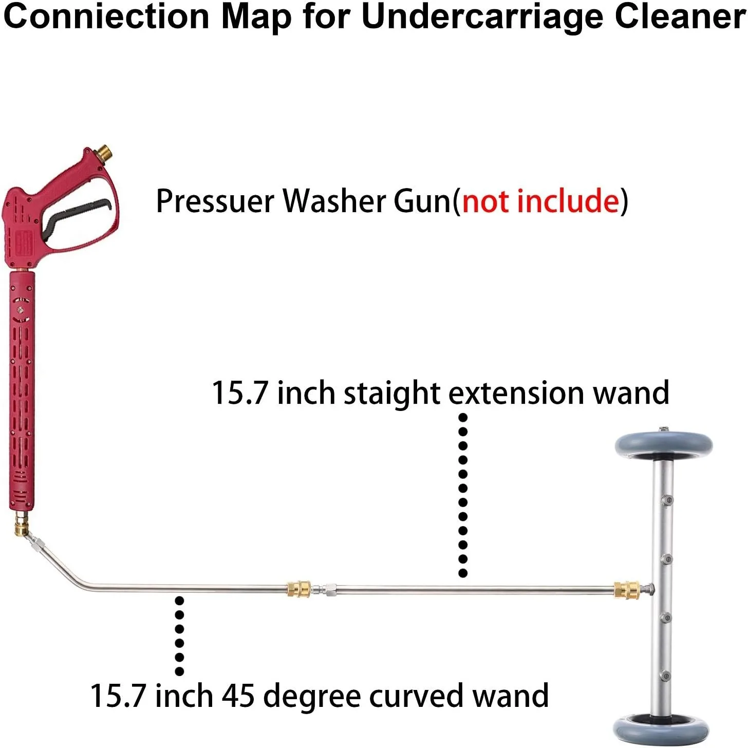 Pressure Washer Undercarriage Cleaner, 16 Inch Undercarriage Washer ,Under Car Cleaner with Straight Extension Wand, 4000 PSI
