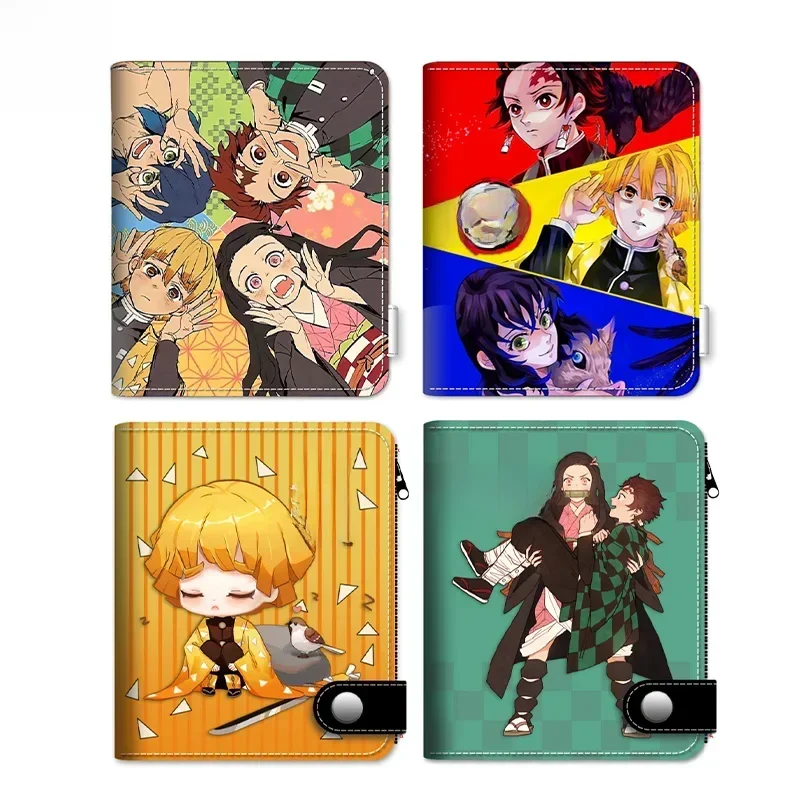 Portefeuille Demon Slayer en cuir PU, personnage de dessin animé Tanjirou Nezuko Zenitsu Inosuke Shinobu Cosplay Kimetsu No Yaiba, porte-monnaie
