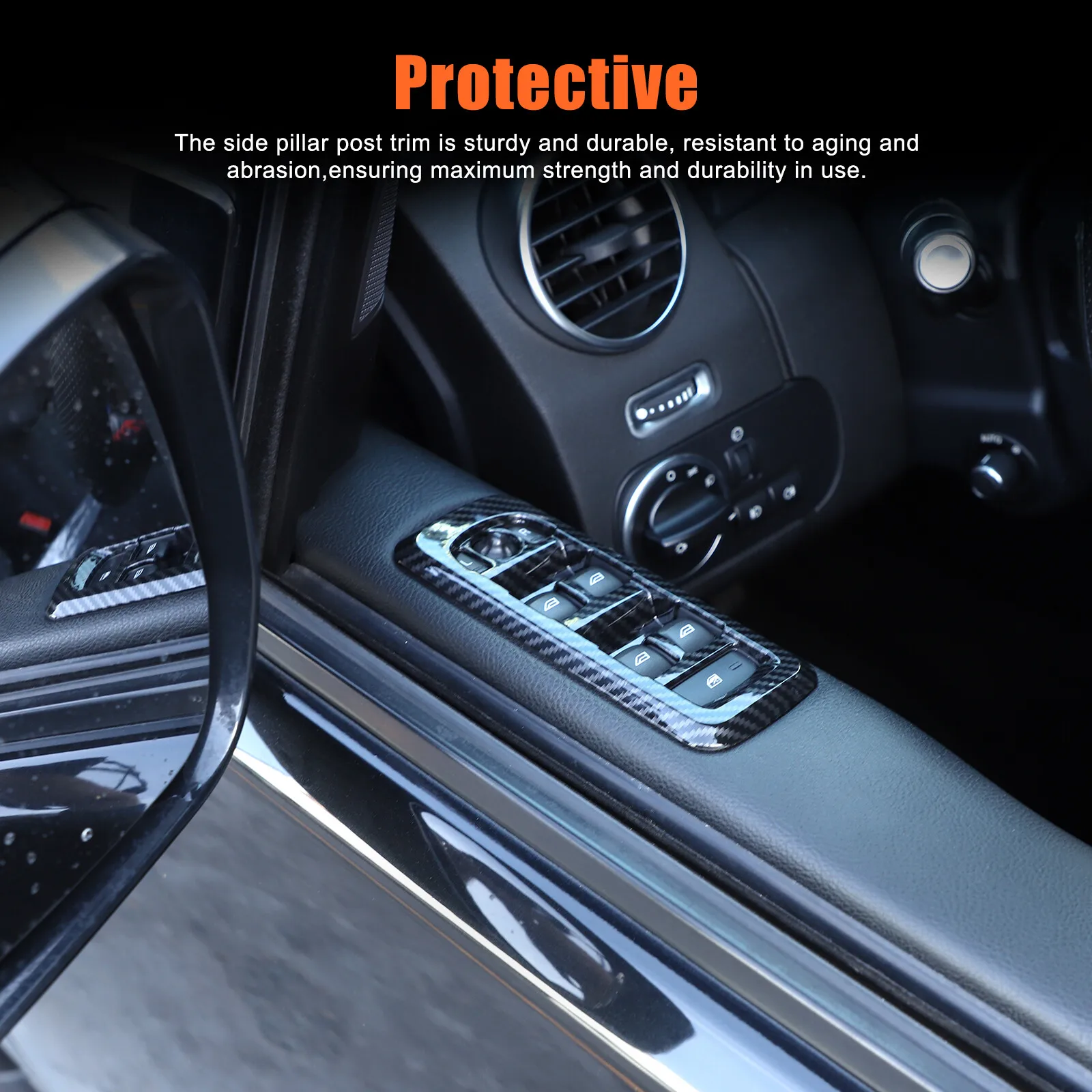 

ABS Black Wood Grain Window Lift Frame Trim For Land Rover Discovery4 / Range Rover Sport 2010-2016 Power Window Switch Cover