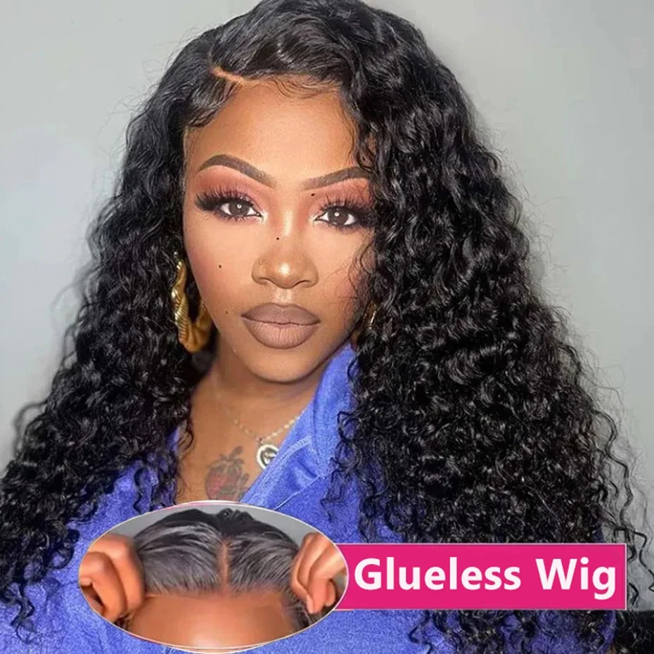 Wear And Go Glueless Wigs Human Hair Deep Wave Pre Cut 4x4 5x5 Hd Lace Closure Wigs Curly Glueless Wig Human Hair Ready To Wear