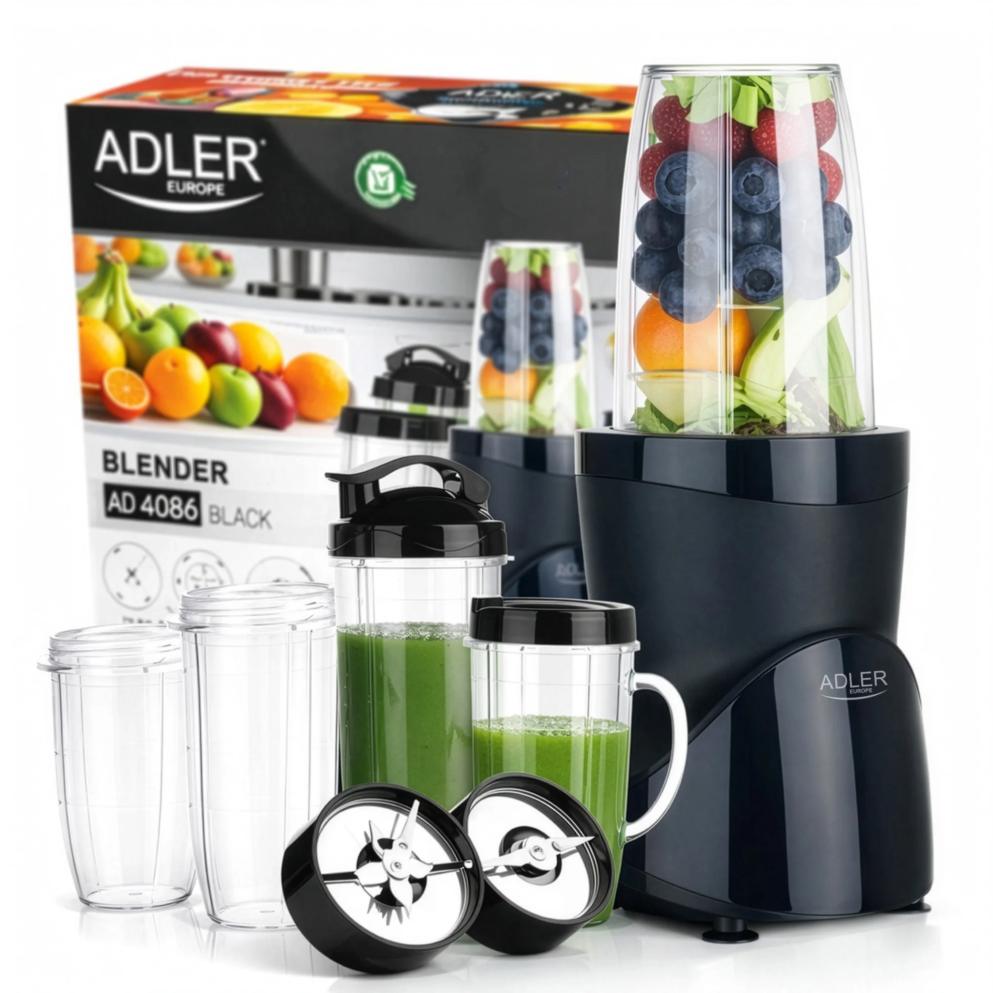 Frullatore per Cocktail e Smoothie 1200W con 4 Bicchieri Senza BPA, Personale 10 in 1 Automatico