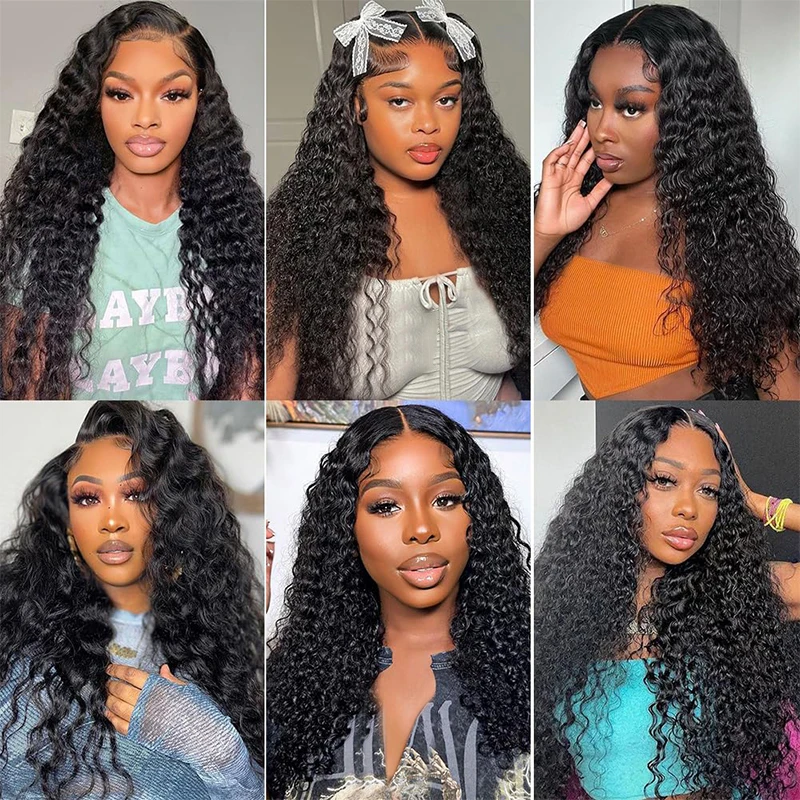 200 Density 36 Inch Water Wave Human Hair Lace Front Wig 13x4 13x6 Deep Wave Transparent Lace Front Human Hair Wig For Women