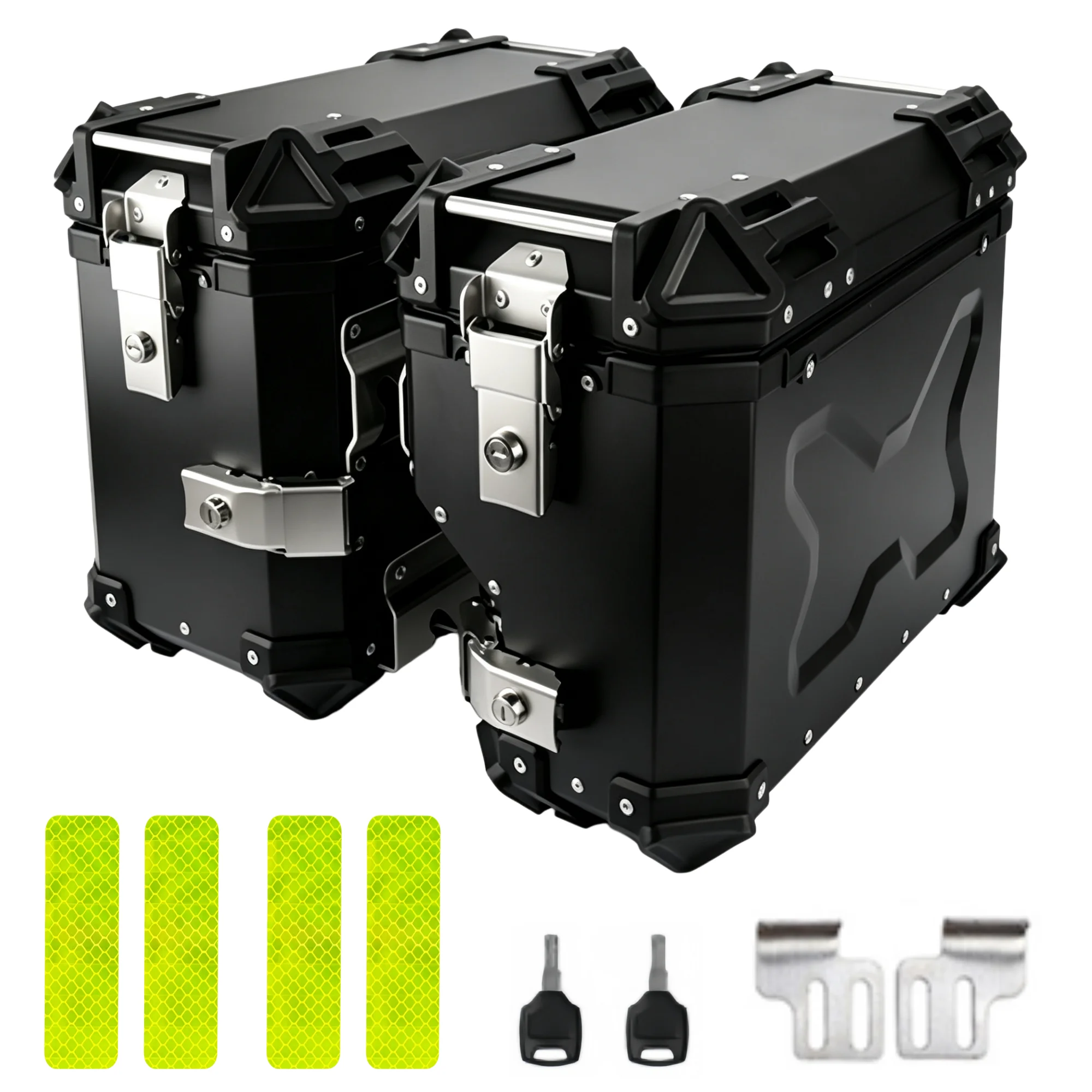 38L CNC Aluminium Motorrad-Seitenkoffer 2 Stück Motorrad-Satteltasche Seitengepäckkoffer Schnellverschluss Wasserdichter Werkzeugkoffer mit PU-Lederfutter