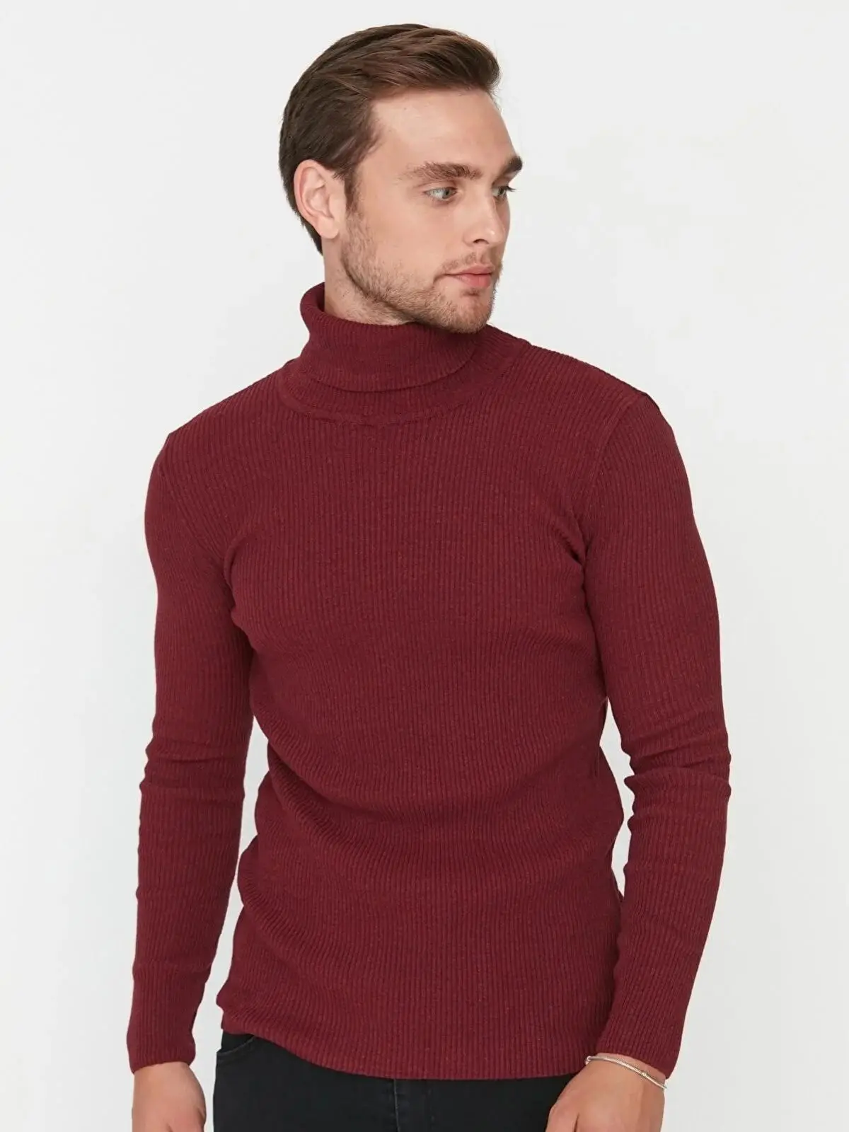 Men\'s Slim Fit Turtleneck Corduroy Knitted Sweater Soft Wool Warm Autumn Winter Stylish Casual Men\'s Tops In Different Colors,