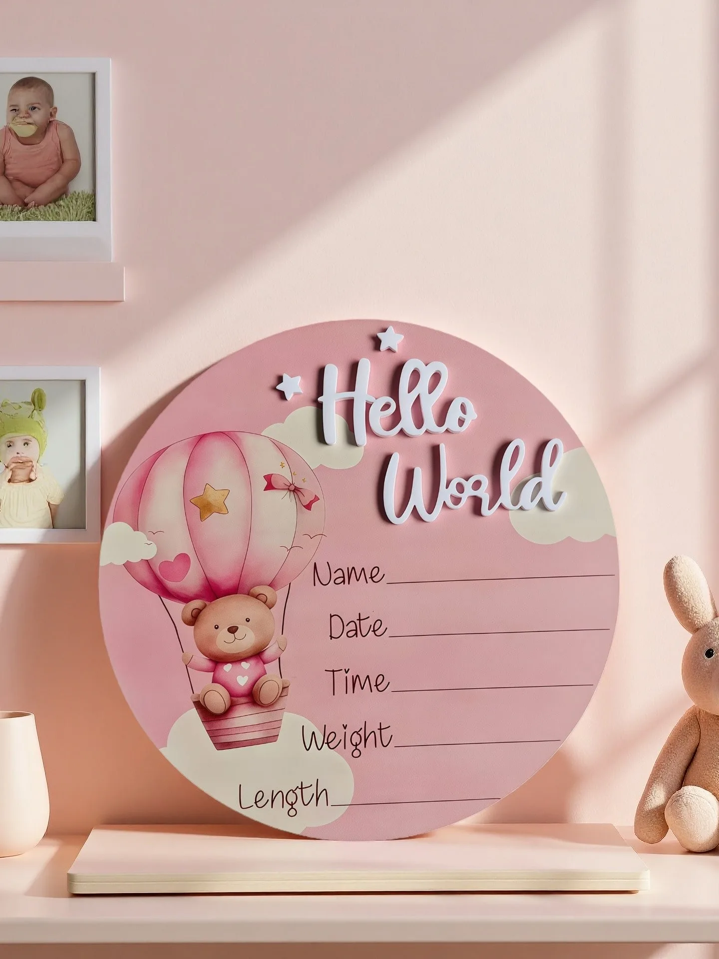 Baby Bear Hot Air Balloon Memorial Plaque Newborn Photography Prop Popular Gift for Expectant Mothers And New Families - view 3