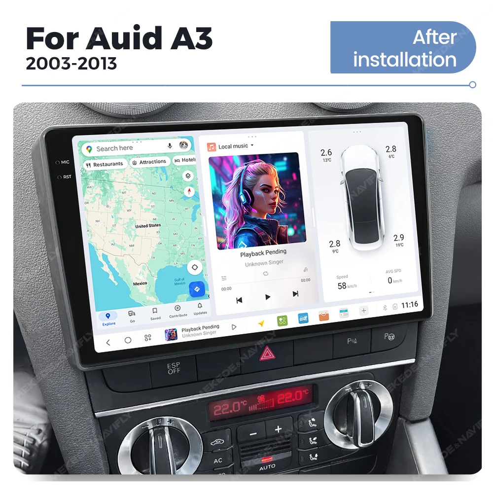 DUDUAUTO 8 Core 2K DUDU7 2DIN Android 13 Auto Radio Für Audi A3 2 8P S3 RS3 2003-2013 Multimedia Player Carplay Android Auto WIFI – Detail 7