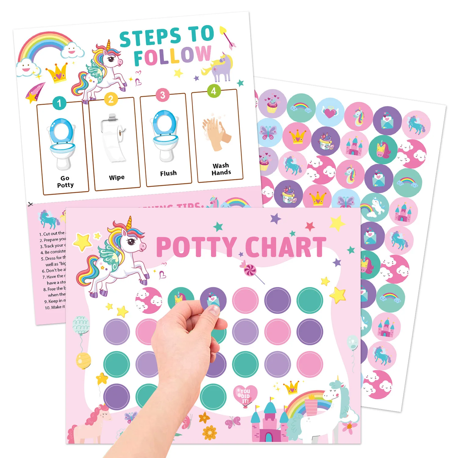 Potty Training Stickers for Kids Potties Chart and Toddler Supplies Bedpan Rewards Toddlers Boys Paper With Baby