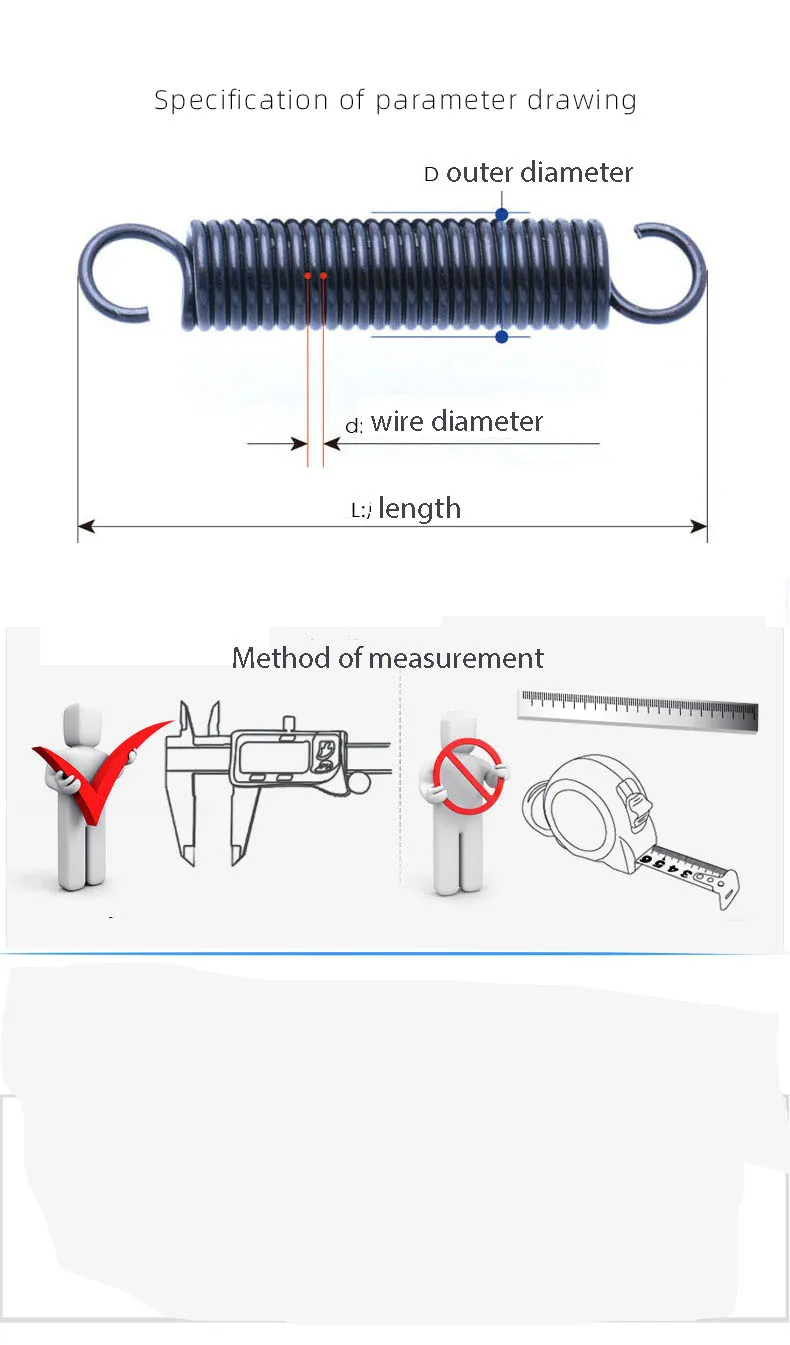 Single Hook Opening Small Tension Spring Spring Steel Stretch Spring Wire Diameter 1mm 2mm OD 5mm 18mm 20mm Length 25mm To 70mm