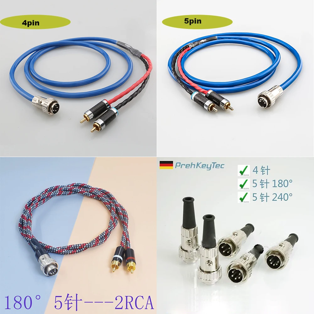 

NAIM 4Pin 5 Pin Din Twist Lock to RCA Phono Cable Stereo Silver Plated Pure OFC