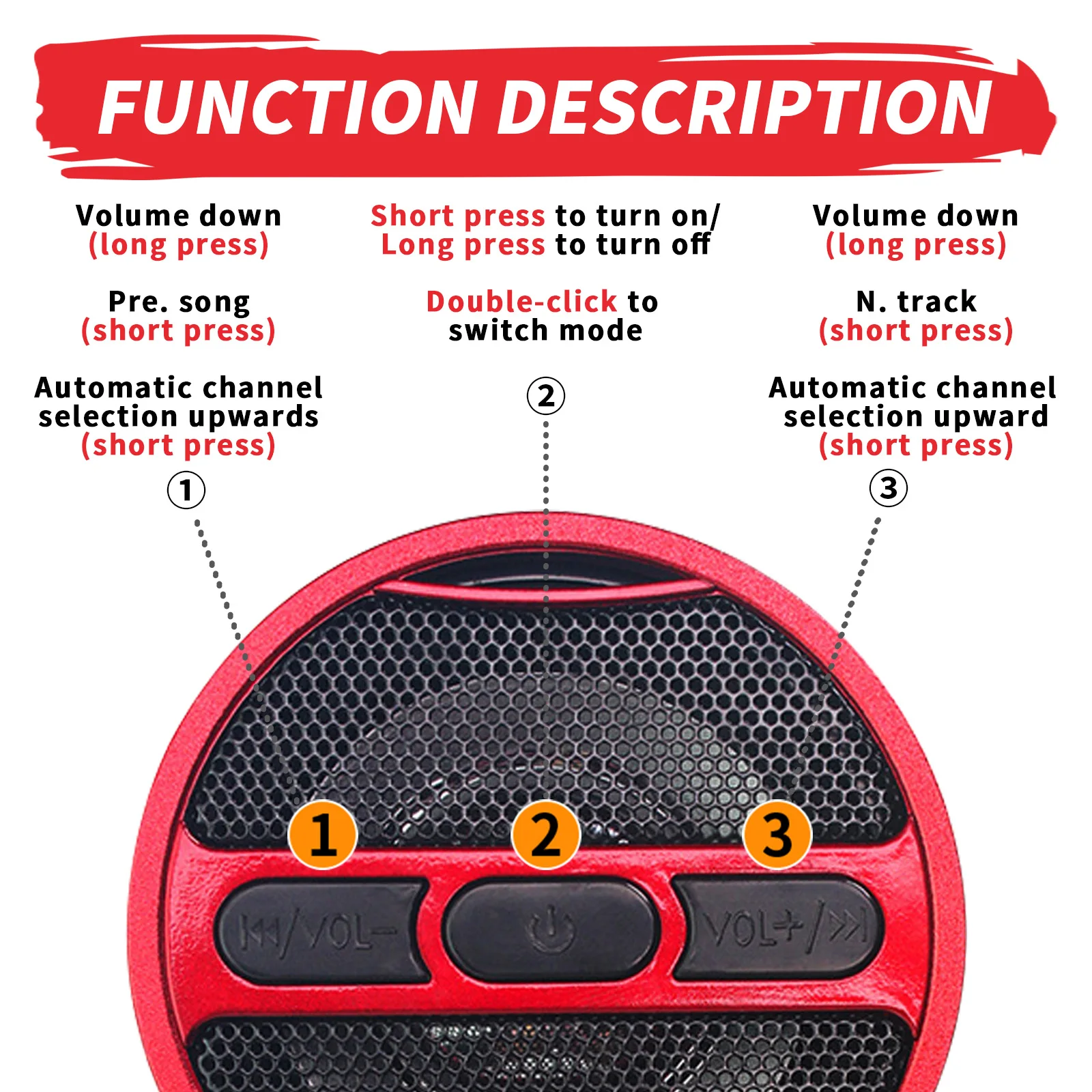 دراجة نارية بلوتوث متوافق المتكلم مقاوم للماء 12 فولت MP3 مشغل موسيقى راديو FM USB ستيريو ل 7/8-1.25 المقود أحمر أسود #4