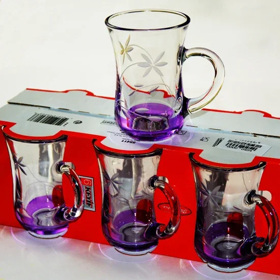 

Paşabahçe Başak Keyif Yıldız (Purple) Decor 12 Pieces Tea Glass with Handle