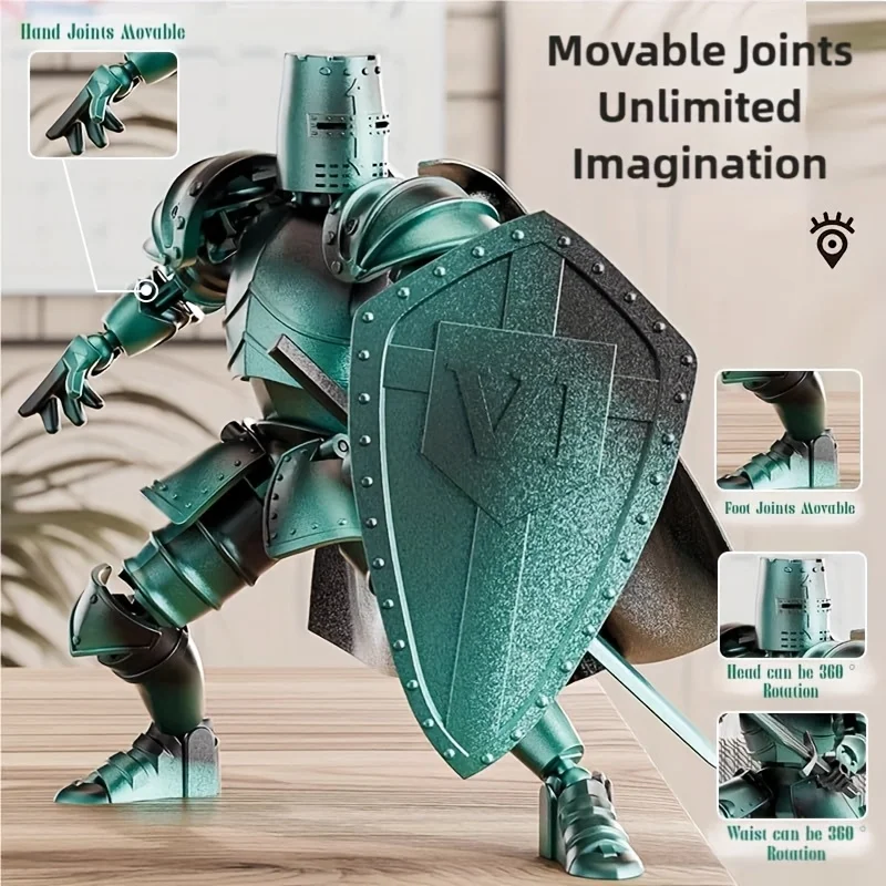 1-Piece Set Medieval Action Figure Knight Armor Multi-Jointed Movable Robot Model T13 Dummy No. 13 Action Figure (Assembly Required)