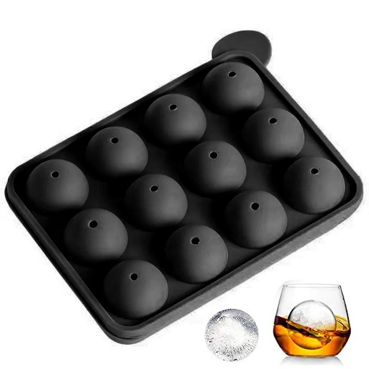 Plateaux à glaçons en Silicone, grand moule à boules de glace pour cocktails au whisky et Bourbon, réutilisable