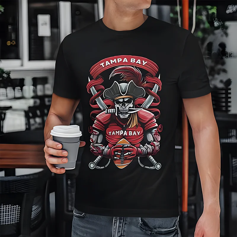 

Tampa Bay Football Men's T-Shirt Vintage Unisex Y2K Clothes Black Tshirt Women Men Oversized Streetwear Graphic Tee Casual Tops