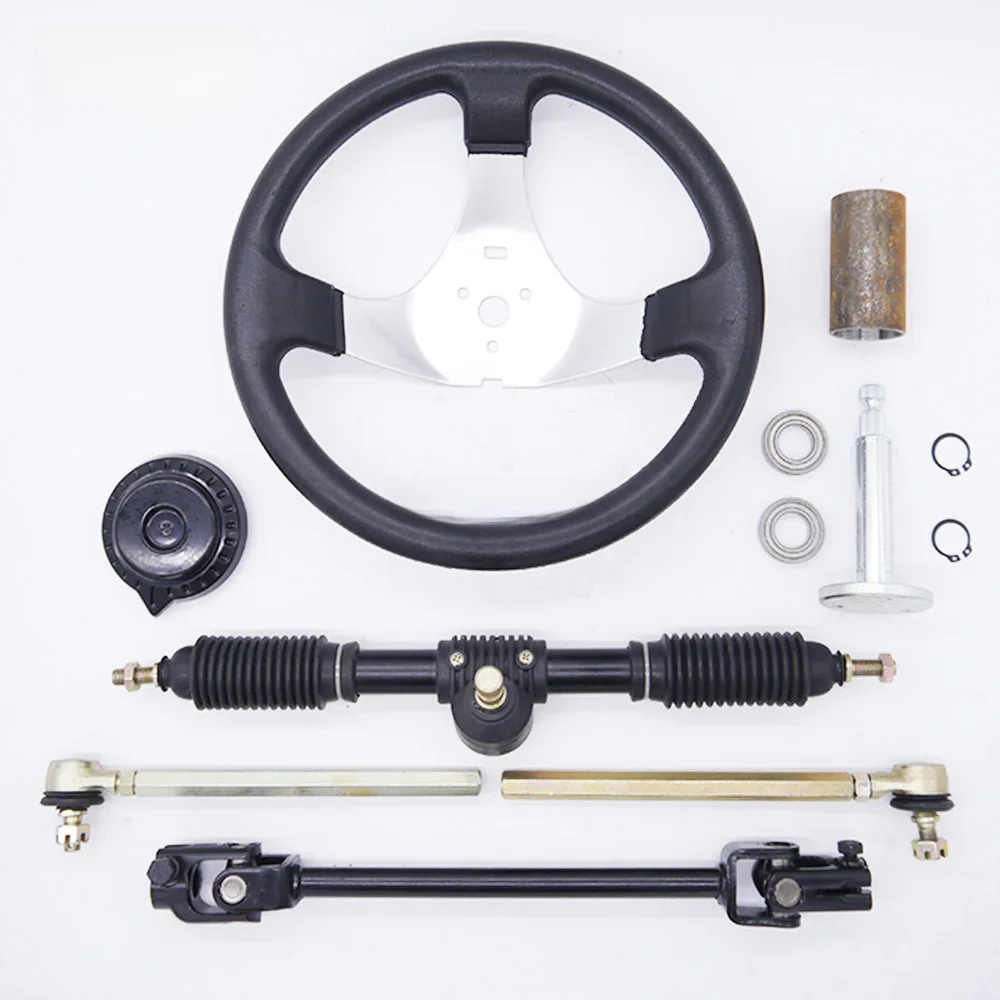 300mm Kierownica 420mm Przekładnia zębata 380mm U Przegub drążka kierowniczego Zespół zwrotnicy Pasuje do Chin 110cc Go Kart Buggy UTV Części rowerowe — zdjęcie 2