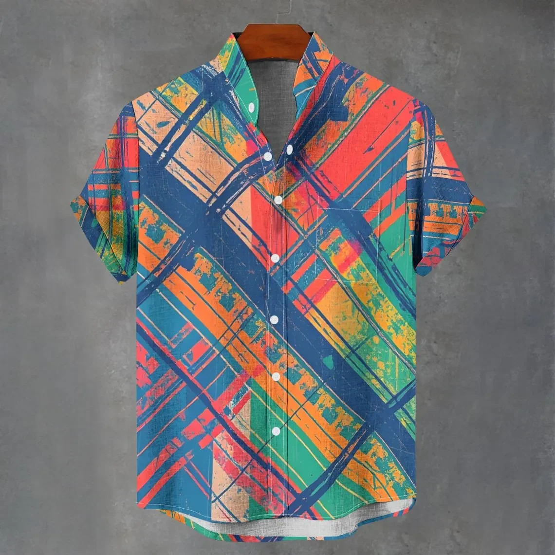 

Linen short sleeved shirt, printed shirt, button style dreamy short sleeved shirt, casual short sleeved shirt, 3D printed shirt,