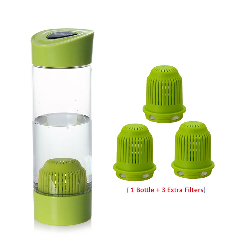 Juego de botellas con filtro de agua alcalina portátil Alka Cup de 550ml con 3 filtros, botella purificadora de agua con alcalalizador de pH para exteriores