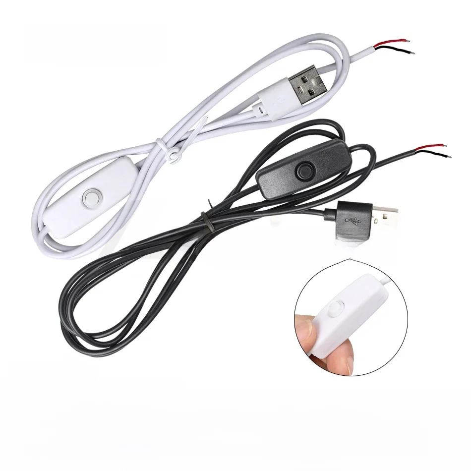 Fio de alimentação para lâmpada LED Strip, 5V Switch, macho para cabo de conexão 2 Core, 501 botão