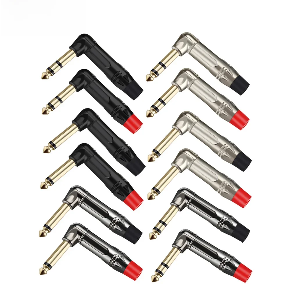 2 sztuk/partia 6.35mm kątowy wtyk męski Mono/Stereo Jack złącze przewodu mikrofon gitarowy MIC złącze audio fabryka hurtowni — zdjęcie 2