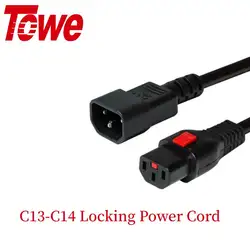 TOWE Locking IEC 320 C14 to C13 Power Cord 10FT 10A 250V Heavy Duty Extension Cable for Server Rack PDU UPS Black