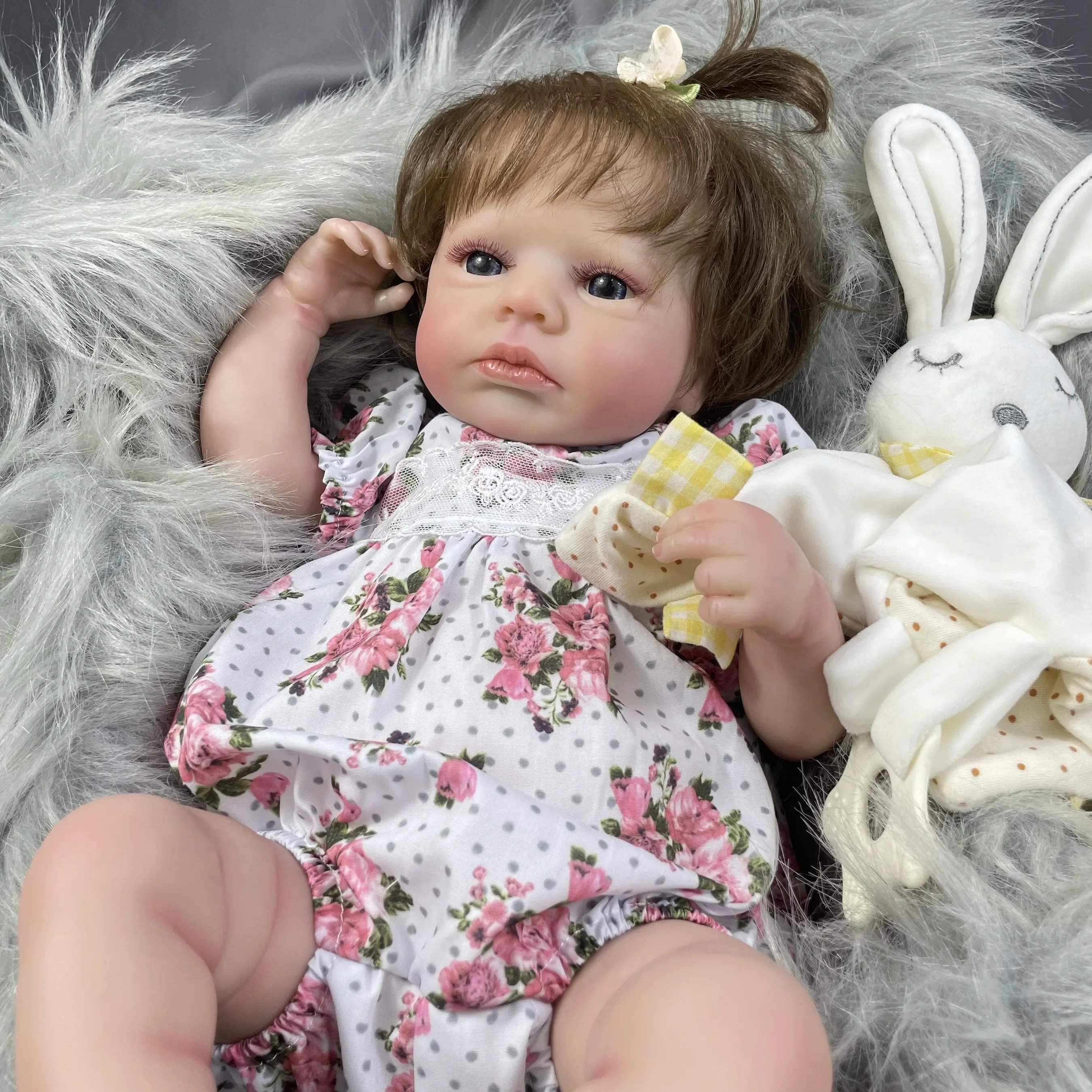 20-calowe LouLou Awake Finished Reborn Baby Dolls Miękkie tkaniny Ręcznie ukorzenione włosy 3D Skóra Widoczne żyły dla dziewczynek Prezent świąteczny — zdjęcie 2