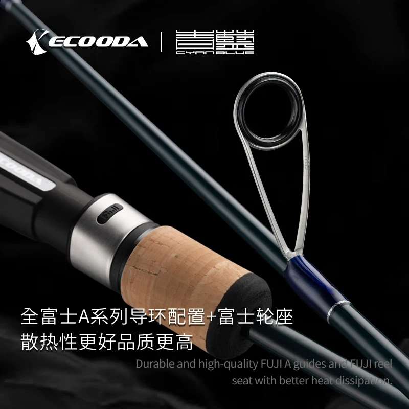 ECOODA-Full Solid Blank Fishing Rod, Long Fall Slow Jigging Rod, Jig Weight, Cyan Blue, 40g-350g